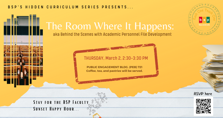 A miniaturized version of flier sharing details for Hidden Curriculum Series event on March 2, 2023 in PEB 721