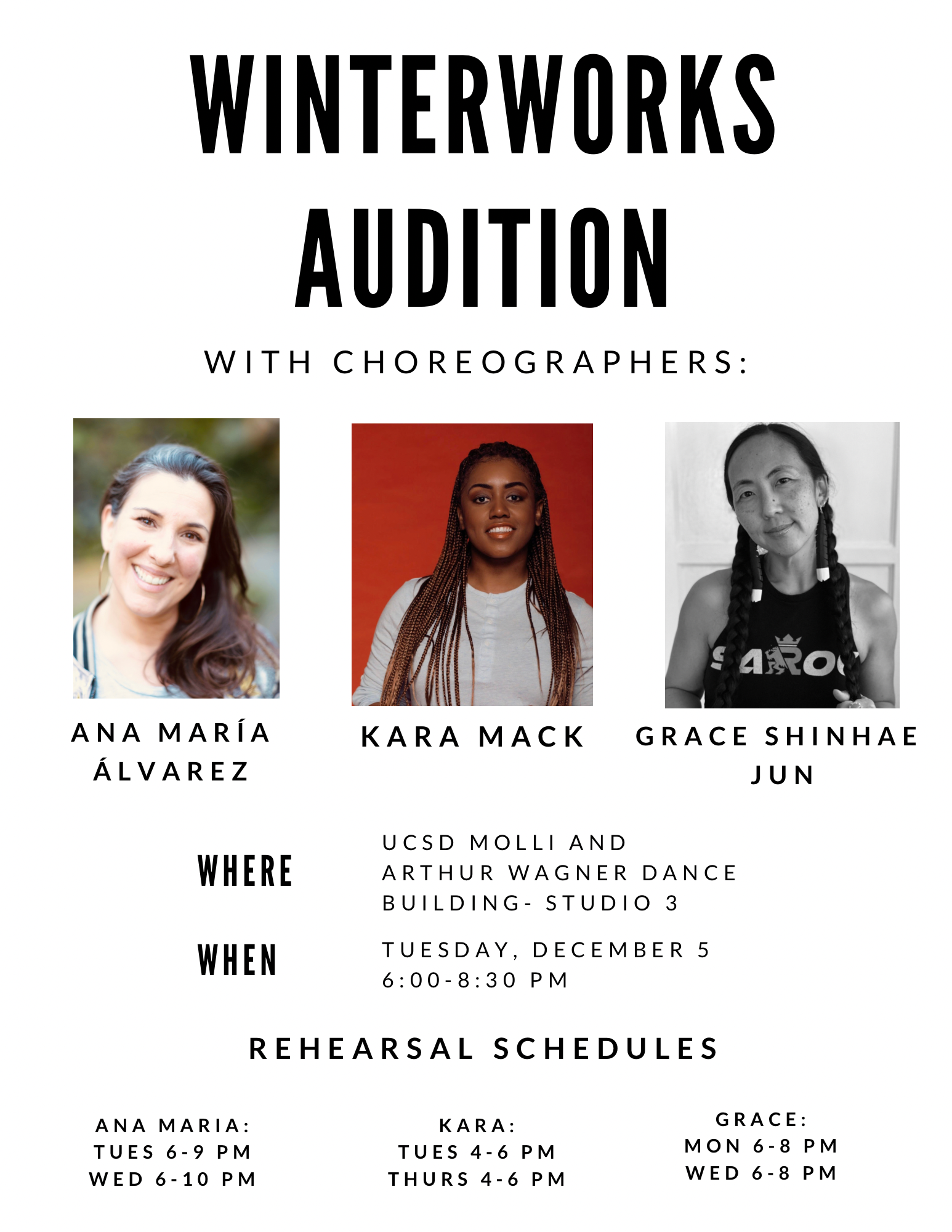 miniaturized flier for the december 5 winterworks auditions at tdmv